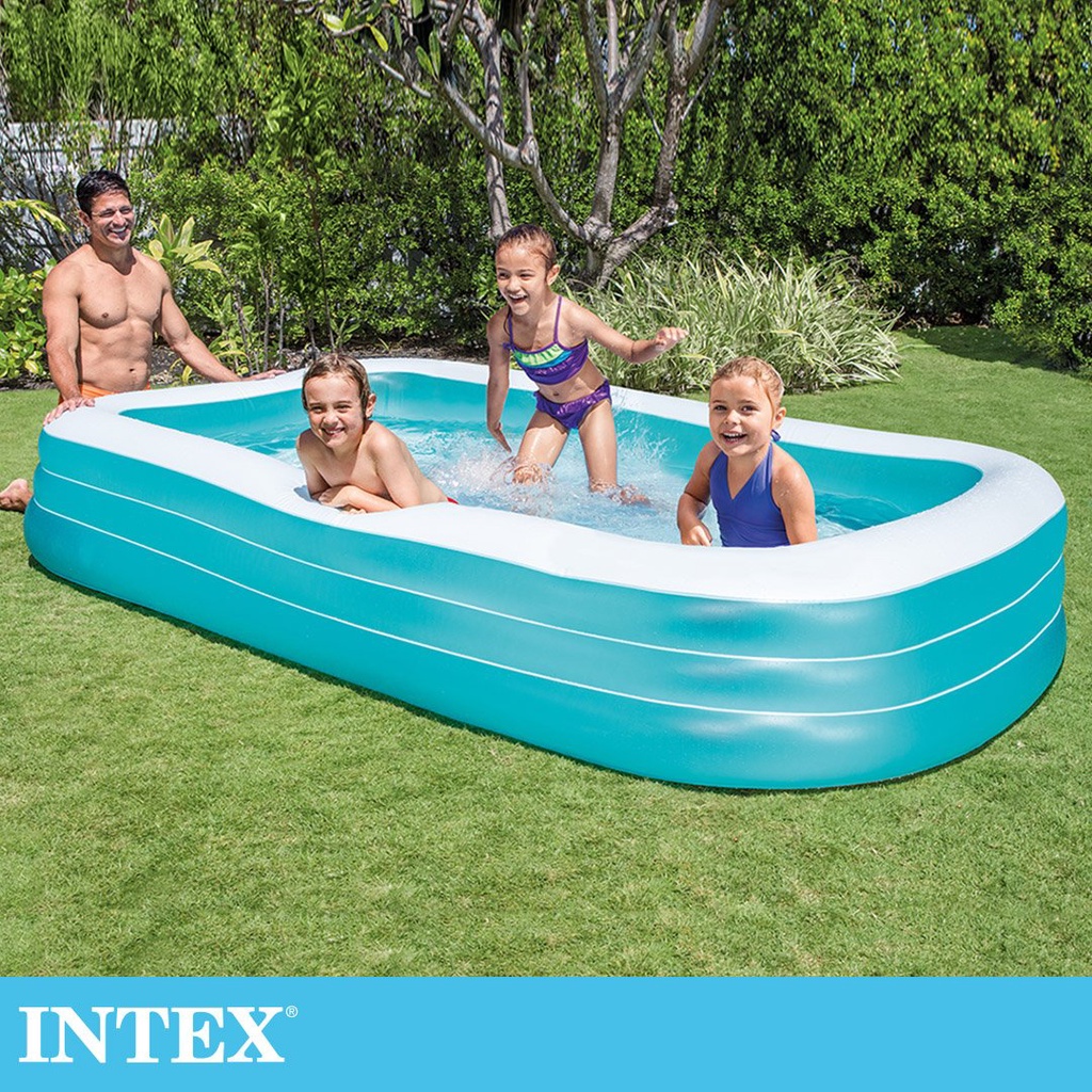 【INTEX】歡樂家庭藍色/粉紅色長形游泳池/泳池/充氣泳池305x183x56cm適用6歲+(58484/87NP)