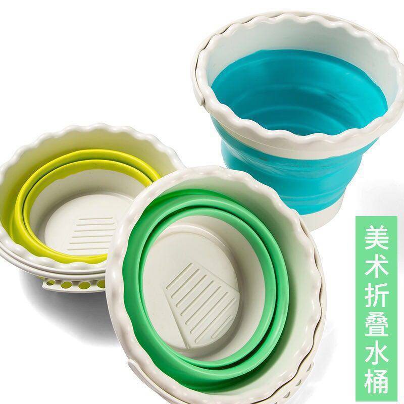 折疊硅膠水桶洗筆桶美術水彩水粉多功能寫生畫畫釣魚戶外硅膠水桶 蝦皮購物