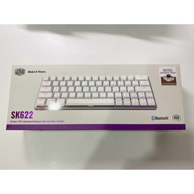 Cooler Master SK622 藍牙矮軸RGB機械鍵盤 白色茶軸(英刻 / 雙模 / 二手）