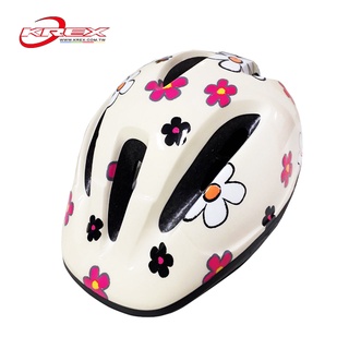 【KREX】CS-2700 兒童自行車安全帽(奶茶花朵)