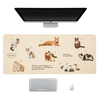 Cat Thinking 桌面墊, 用於桌面可愛的辦公桌配件, 用於鍵盤和鼠標墊的皮革辦公桌墊, 用於家庭辦公室配件