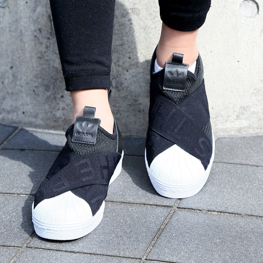 adidas Superstar Slip on 新款繃帶鞋交叉電繡文字CQ2382 | 蝦皮購物