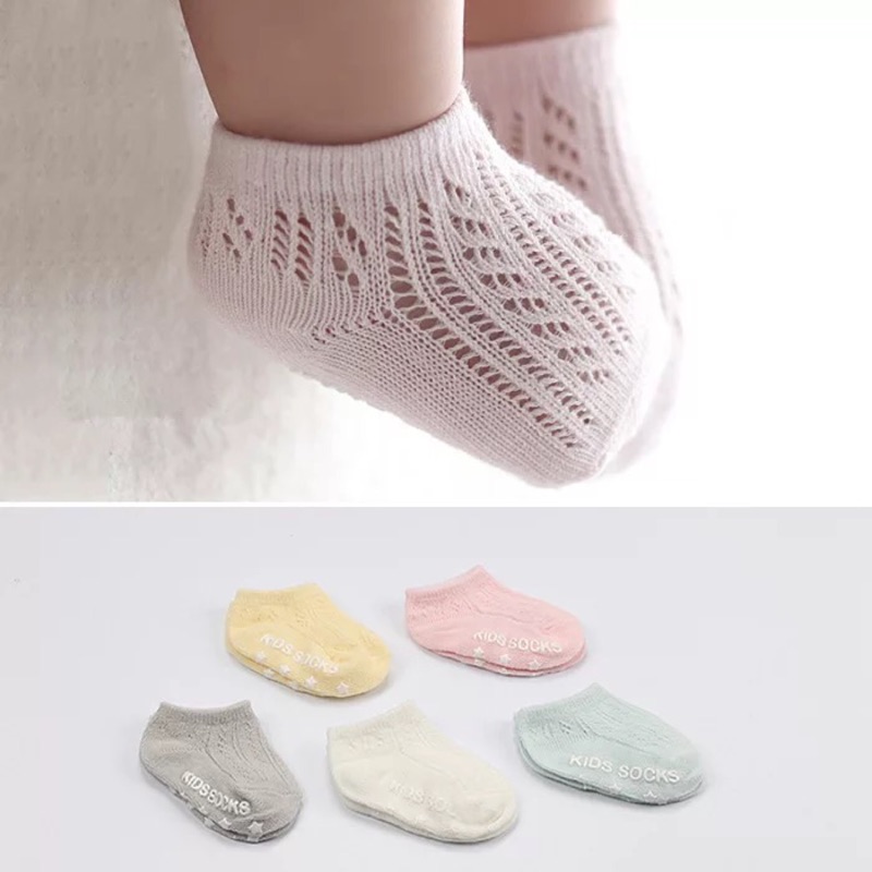 👣韓國春夏薄棉鏤空大網眼兒童襪寶寶地板襪 防滑襪