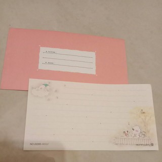 信封加信紙一份 $5 小熊圖案信紙 粉紅色信封 復古信封