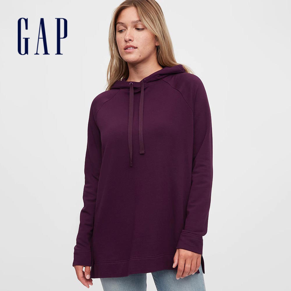 Gap 女裝 簡約彈力帽T-紫紅色(618440)