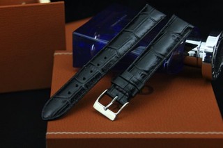 加厚版進口皮料17mm替代c k 萬寶 龍等原廠,皮底皮面錶帶,壓鱷魚皮紋,不鏽鋼錶扣