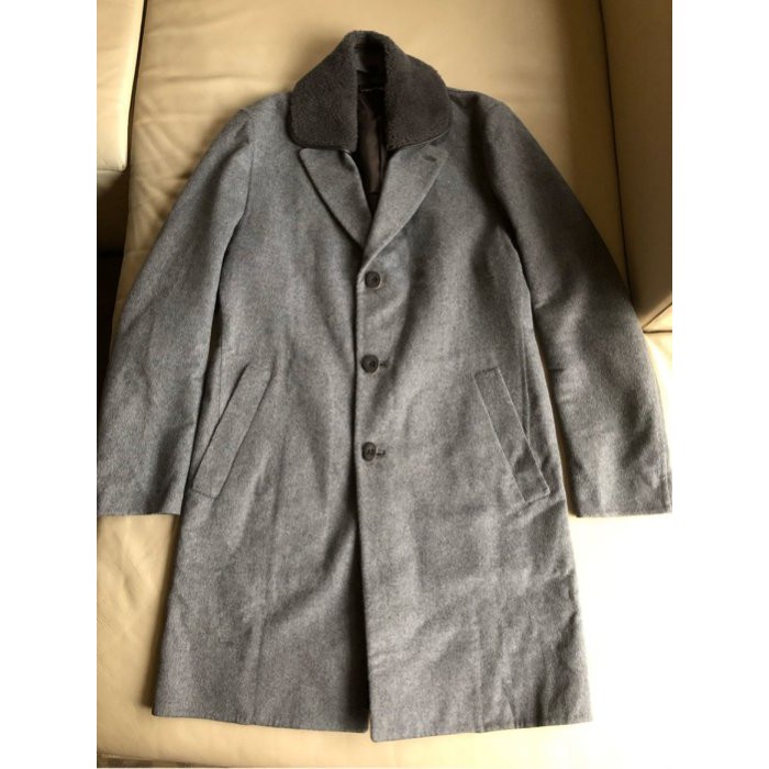 保證正品 Louis Vuitton LV 灰色 毛料 保暖 長大衣 size 50