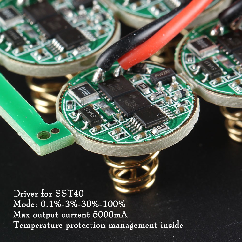 【電筒發燒友】限用於SST40 LED驅動 17mm電路板 最大輸出5A 4檔位模式 溫控保護 小直手電筒驅動電路板