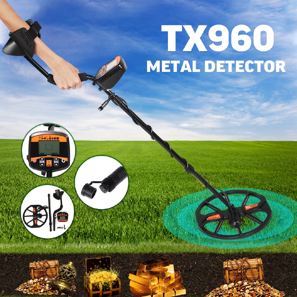 專業地下金屬探測器黃金探測器液晶顯示屏聲音模式尋寶追踪器 D28414 TX960