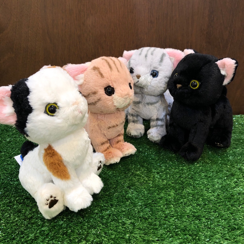 【誠誠小舖】日本進口 正版 動物 SUNLEMON 貓咪 虎斑貓 咖啡色 灰色 三花 黑 擬真 可坐姿 絨毛 玩偶 娃娃