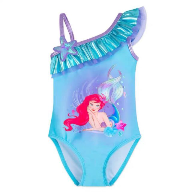 🌟現貨！當天出貨🌟2020新款迪士尼Disney女童藍紫色小美人魚 分體公主連帽 泳衣 公主裙式泳裝