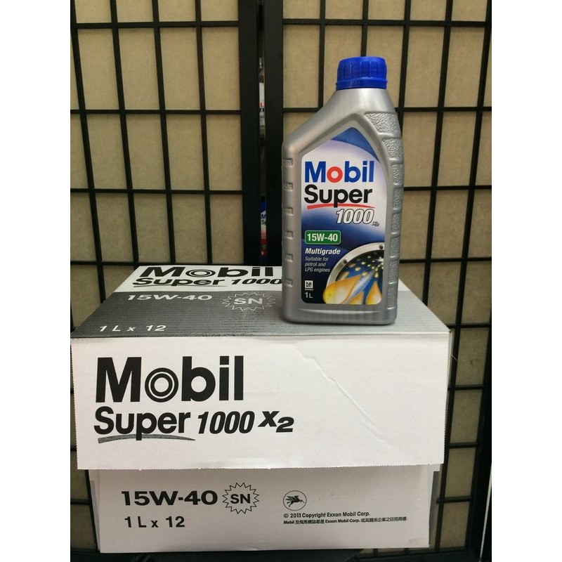 【MOBIL 美孚】Super 1000 X2、15W40、車用機油、1L/罐、12罐/箱【公司貨】-滿箱區