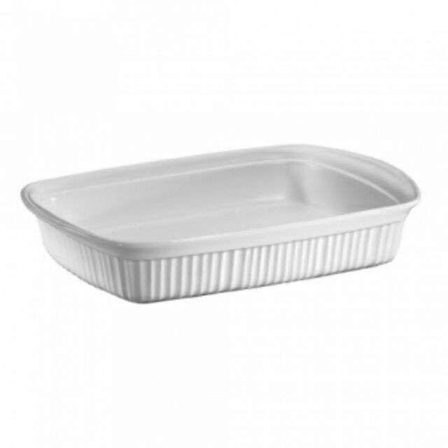 Corningware 3QT 橢圓形瓷烤盤 - 白色 French White