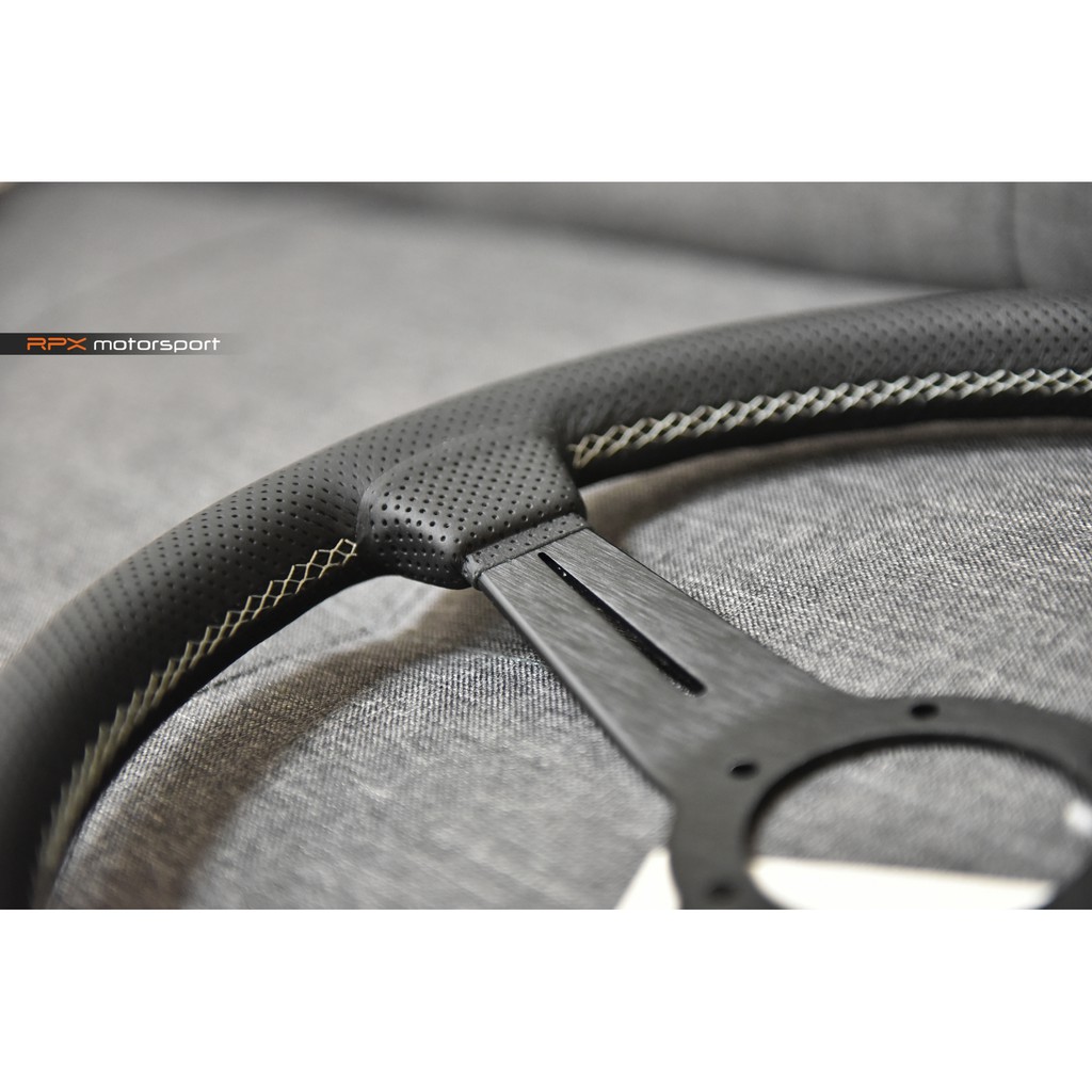 【RPX Motorsport】Nardi 總代理 N344 340mm 方向盤 透氣真皮 黑骨 灰縫線 含喇叭蓋