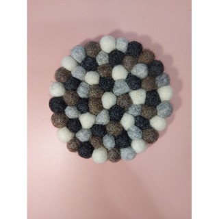 尼泊爾羊毛氈黑白手工杯墊 / 隔熱墊現貨 顏色眾多隨機出貨[PAD-2]