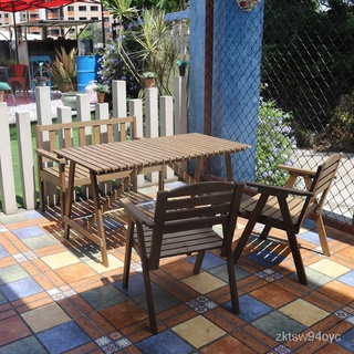 免運｜宅配到府｜簡易休閒實木桌椅子室內陽臺戶外桌餐桌飯桌實木方形桌子防腐 X4VO