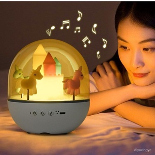 【臺灣現貨】浪漫旋轉木馬八音盒臺燈 led氛圍夜燈兒童節日禮物創意小夜燈