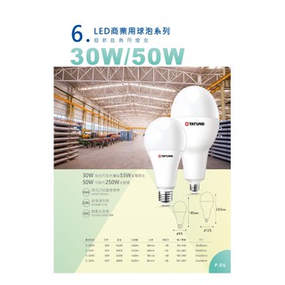 大同TATUNG LED燈泡 商用燈泡 30W 可取代55W螺旋燈泡 50W可取代250W水銀燈泡 挑高 商業空間推薦