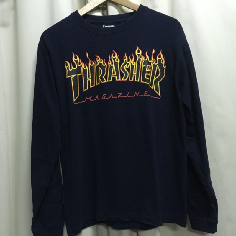 滑板品牌 Thrasher 火焰薄長袖 M號 二手衣