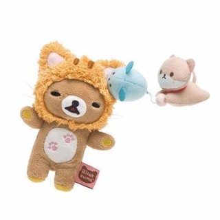 Rilakkuma☃絕版日本正版專賣店限定SAN-X拉拉熊懶懶熊小雞震動變裝偽裝貓咪裝公仔布偶娃娃毛絨絨抱枕禮物 杯緣子