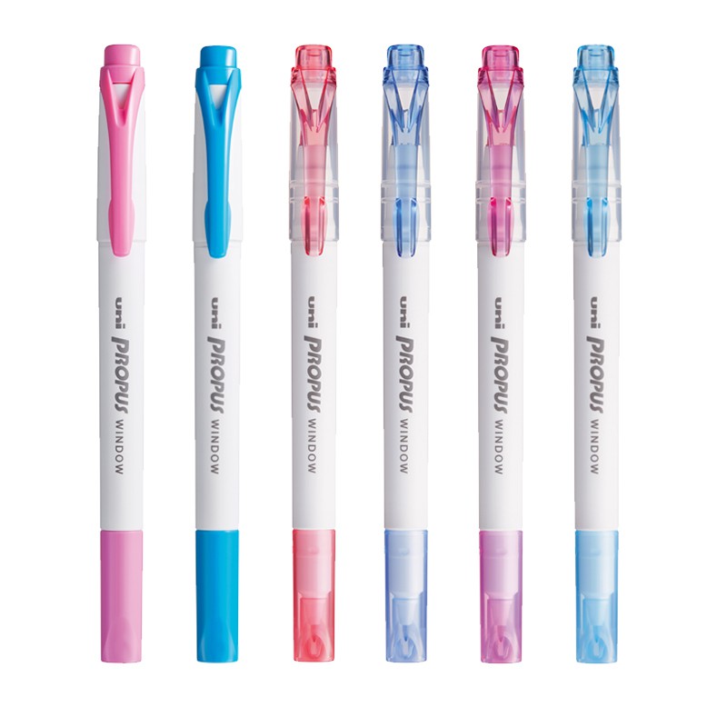 日本uni三菱PUS-螢光筆 彩色筆 學生用 大容量塗鴉筆 文具 筆記 手帳筆 彩色筆 標記 筆記標記 雙頭 多色 可愛