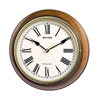 RHYTHM CLOCK 麗聲羅馬字多功能音樂報時掛鐘原木古銅框實木石英鐘 型號：CMH723CR06【神梭鐘錶】