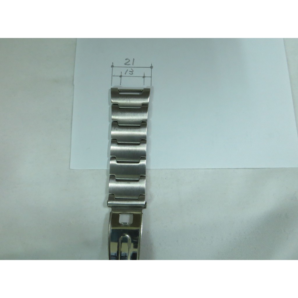 ੈ✿ CASIO 實心不銹鋼原廠錶帶 電波錶記號 長14.5 cm 品相新 21/13 mm 替換使用實惠耐用 凸凹口