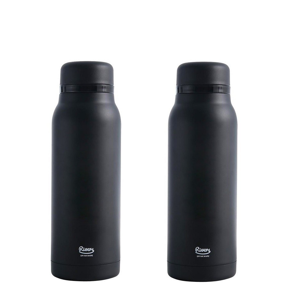 【日本 Rivers】 不銹鋼FLASKER真空保溫瓶-黑色 420ml 兩入組《WUZ屋子》