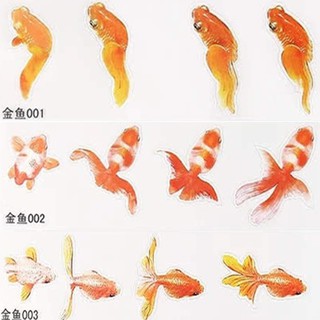 3D樹脂畫貼紙金魚，水晶滴膠樹脂金魚小紅魚素材貼 ，一張