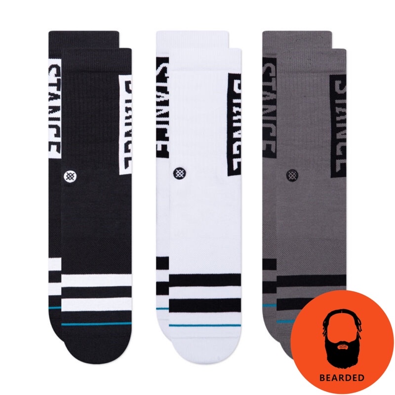 【 🇺🇸大鬍子美國襪子選品 】STANCE - THE OG 3 PACK經典品牌印花設計系列街頭休閒長襪三件裝