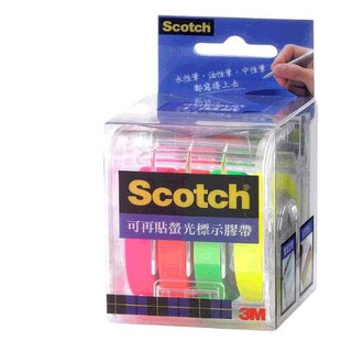 3M Scotch 可再貼螢光標示膠帶四色4入 812 W127041 COSCO代購