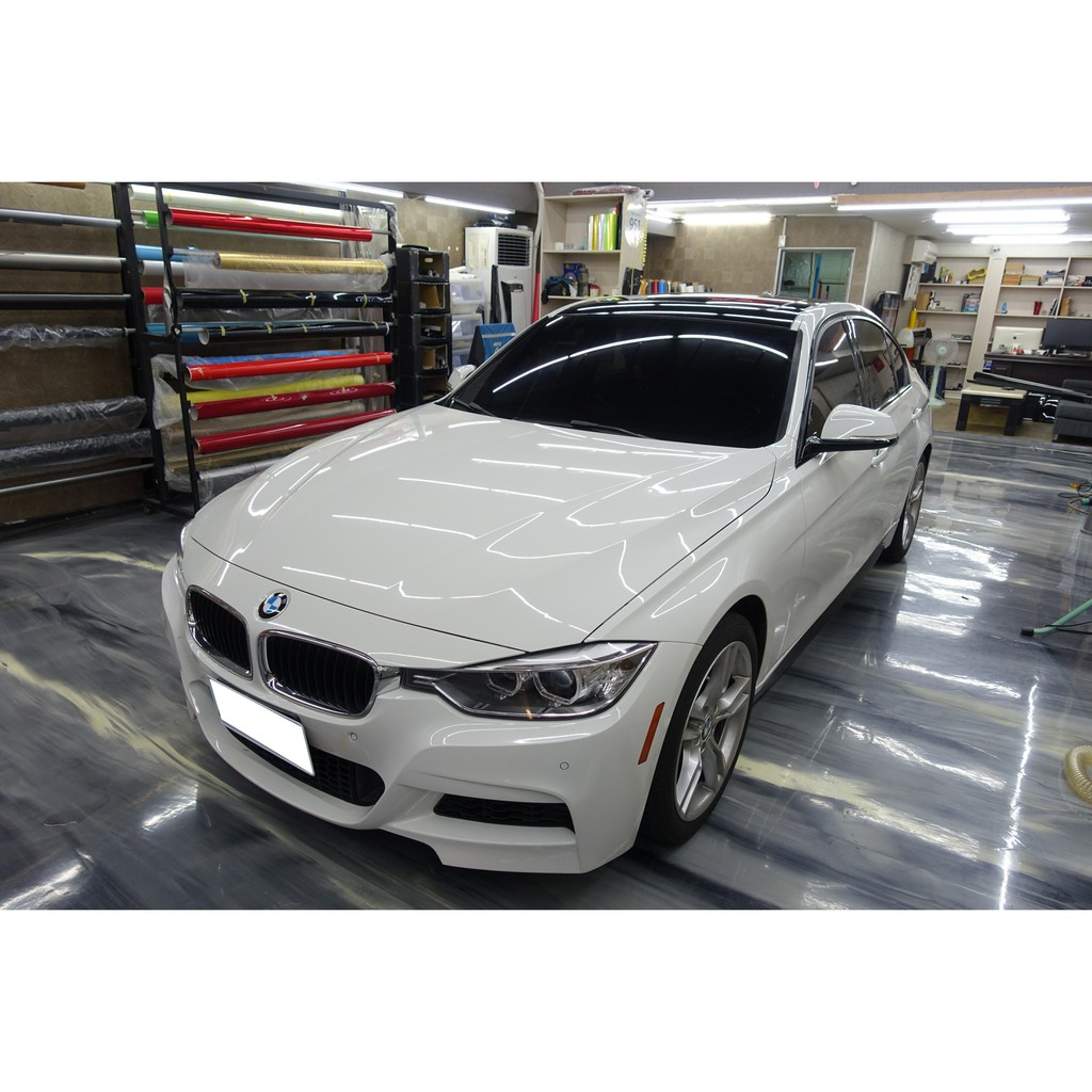 BMW F30 328I 車頂亮黑貼膜 側裙M貼 側裙貼膜 車頂包膜 汽車貼膜 汽車包膜 汽車犀牛皮 車燈犀牛皮 320