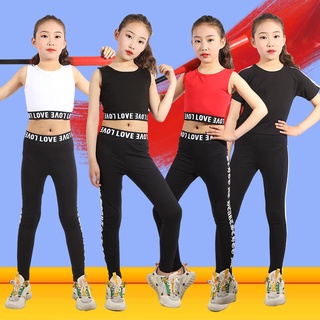 ✨✨小花貓童裝 女童背心夏新款兒童街舞練功服韓版女童露臍背心純棉內衣嘻哈爵士舞演出服裝