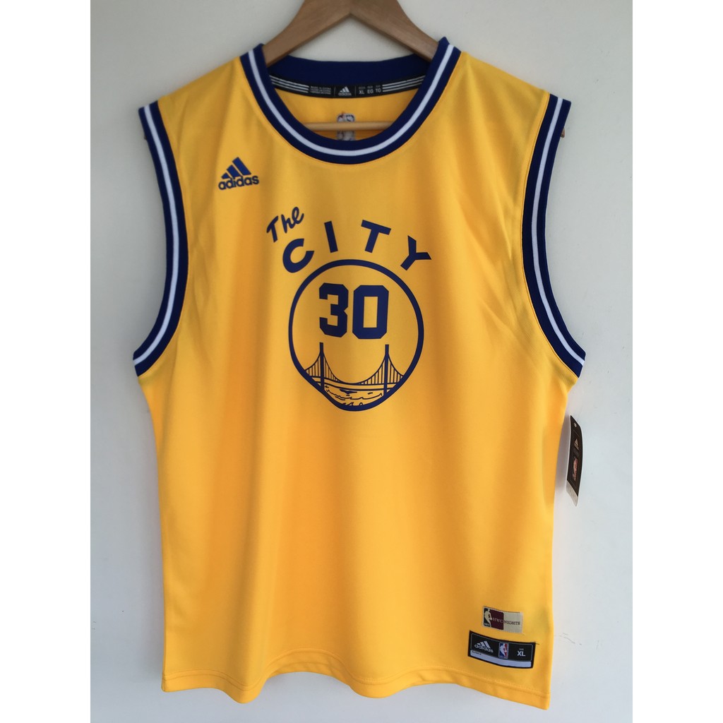 Adidas NBA Stephen Curry 勇士隊 復古黃 燙印 青年版球衣 YXL / YL