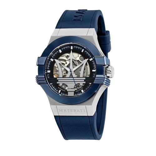 MASERATI WATCH 瑪莎拉蒂手錶 R8821108035 經典藍色矽膠鏤空機械腕錶 原廠正貨