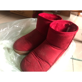 蘿拉小舖👍紅色雪靴 絨毛雪靴