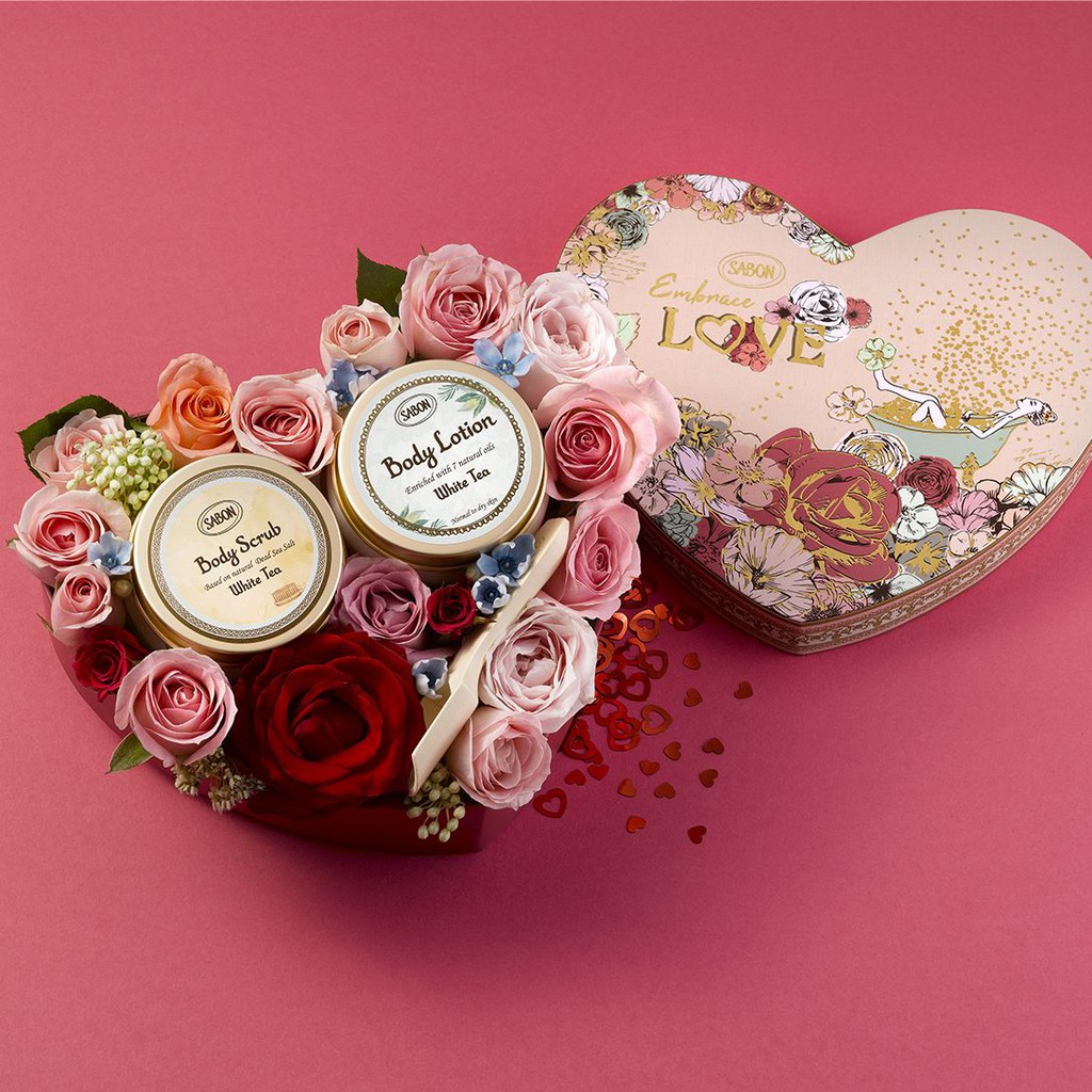 Sabon 情人節限定禮盒白茶磨砂膏 身體乳組合 蝦皮購物