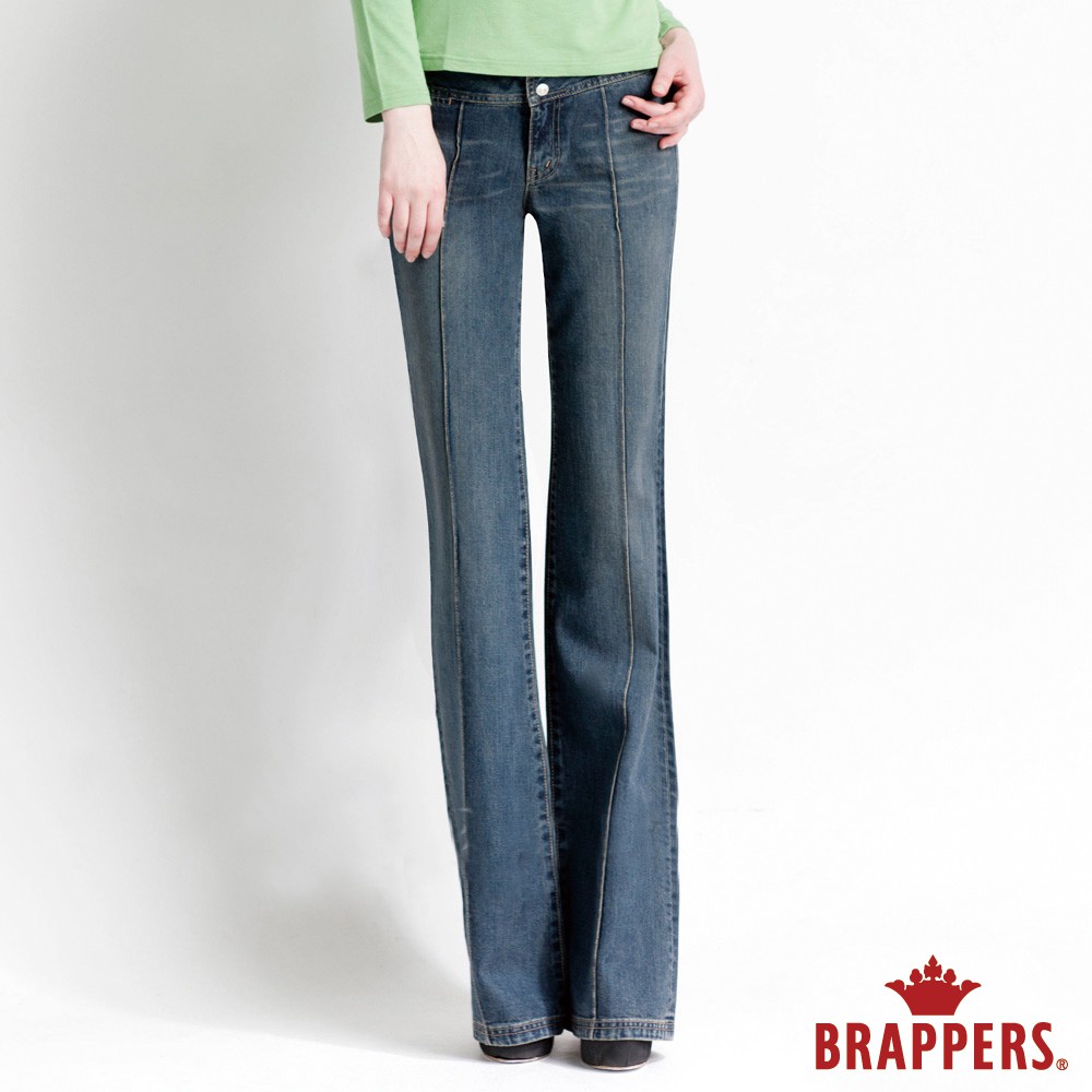 BRAPPERS 女款 休閒系列-大喇叭褲-藍