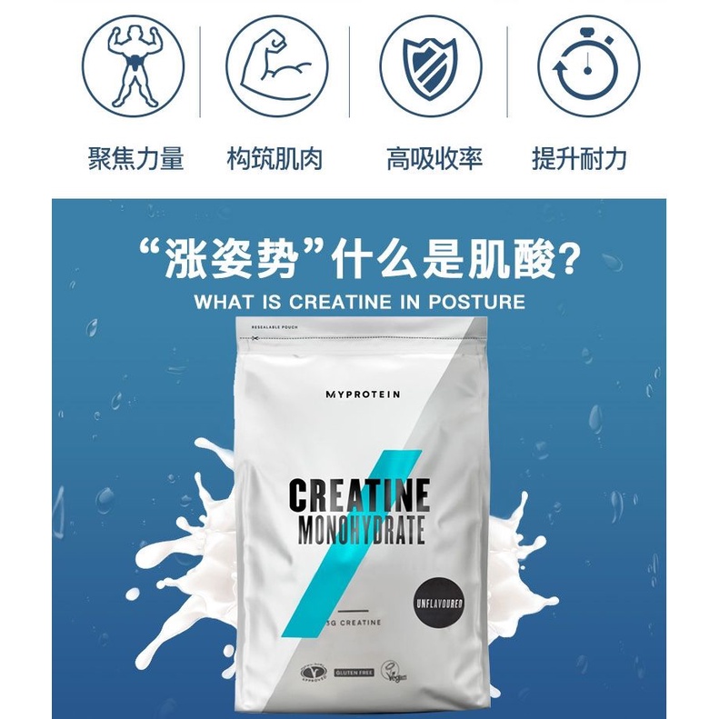 Myprotein熊貓一水肌酸250g/500g/1000g肌酸粉增加力量耐力爆發力