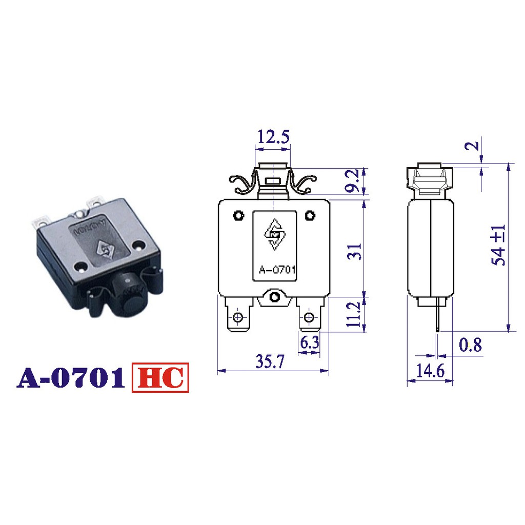 永軒樣品室 無熔絲開關過載保護器過電流斷路器a 0701 Hc 20a 蝦皮購物