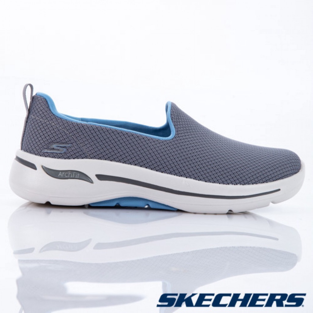 【鞋印良品】SKECHERS GoWalk Arch Fit寬楦女休閒健走鞋 專利鞋墊避震緩衝124401WGYBL灰藍