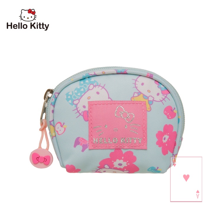 【紅心包包館】Hello Kitty 花漾樂園-貝殼零錢包-淺綠 KT01W03MI 零錢包