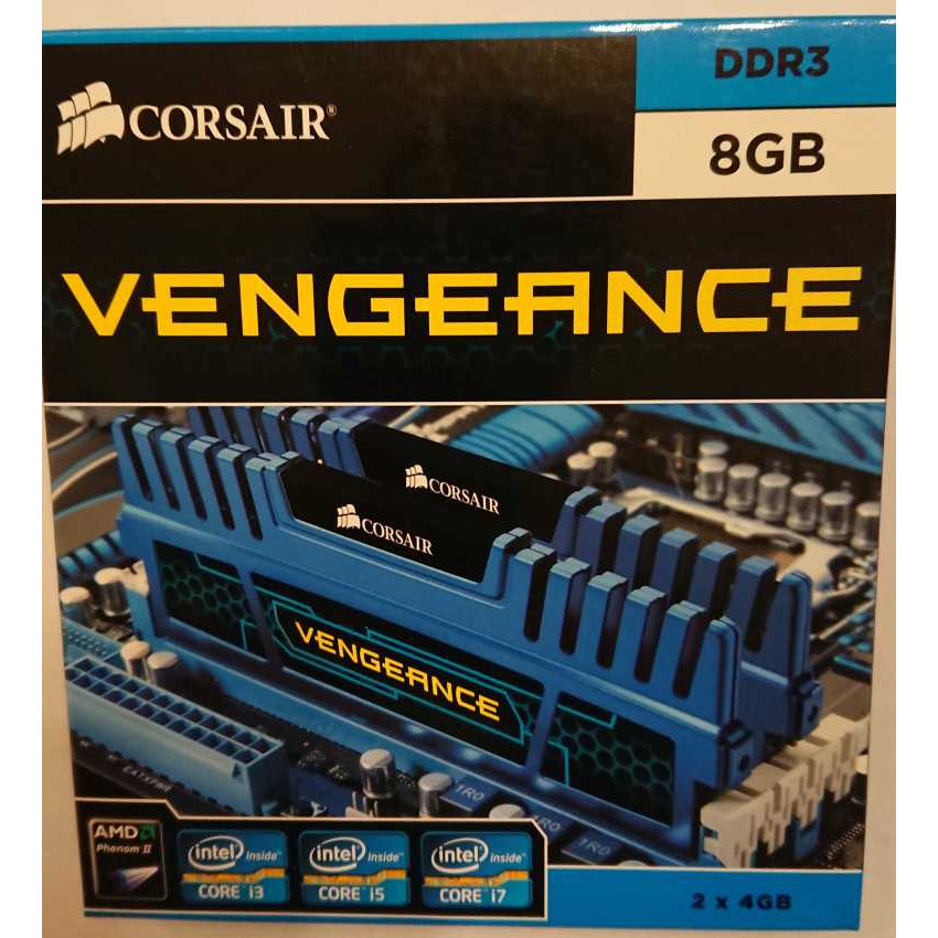 全新盒裝海盜船Corsair Vengeance終保雙通道DDR3-1600 8G(4G*2)記憶體