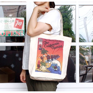 (I LOVE 樂多)日本進口 美國塗鴉風格 RAISINS 加利福尼亞葡萄乾 圖案 帆布袋 手提袋