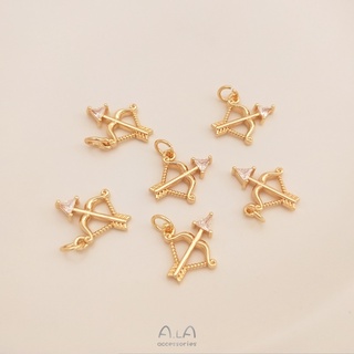 宏雲Hongyun-Ala--保色14K鍍金鑲嵌鋯石箭頭創意設計感弓箭吊墜diy手工手鏈飾品配飾