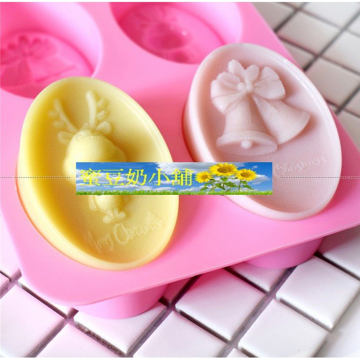 蜜豆奶小舖~歡樂聖誔鹿鈴鐺模具~蛋糕烘培凍模~手工香皂模~矽膠模 / 矽膠皂模