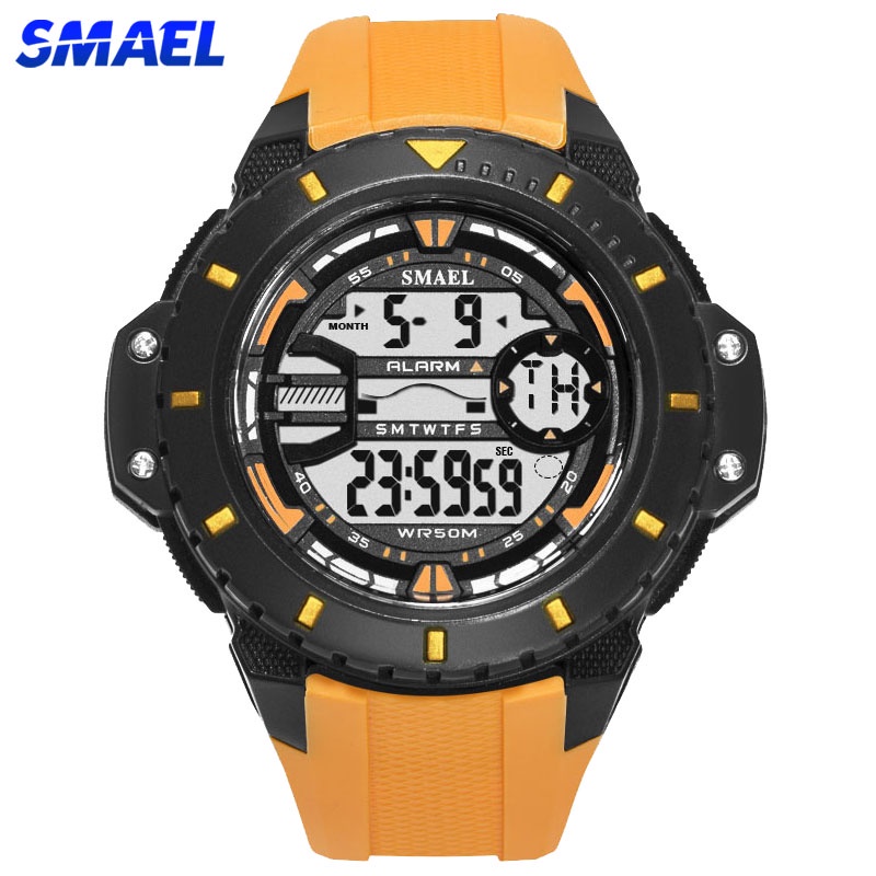 Smael 1519男士時尚戶外休閒數字手錶運動手錶led顯示屏5bar防水防震手錶