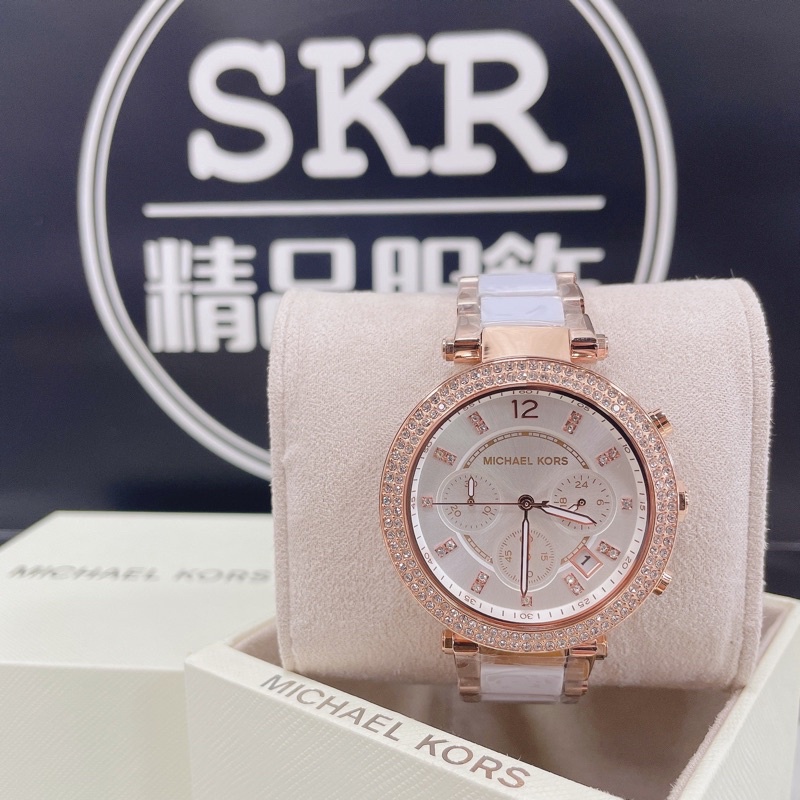 ［SKR精品服飾］Michael Kors MK5774 白玫瑰金 三眼計時手錶
