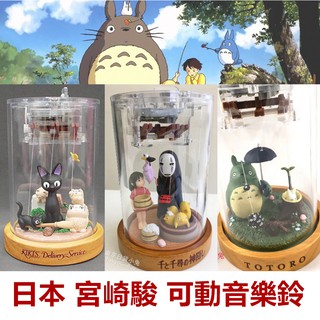 日貨小兔}現貨 日本 宮崎駿 音樂鈴 無臉男 龍貓 擺飾 發條 音樂盒 木質 發條式 連動音樂盒 吉卜力 神隱少女 正版