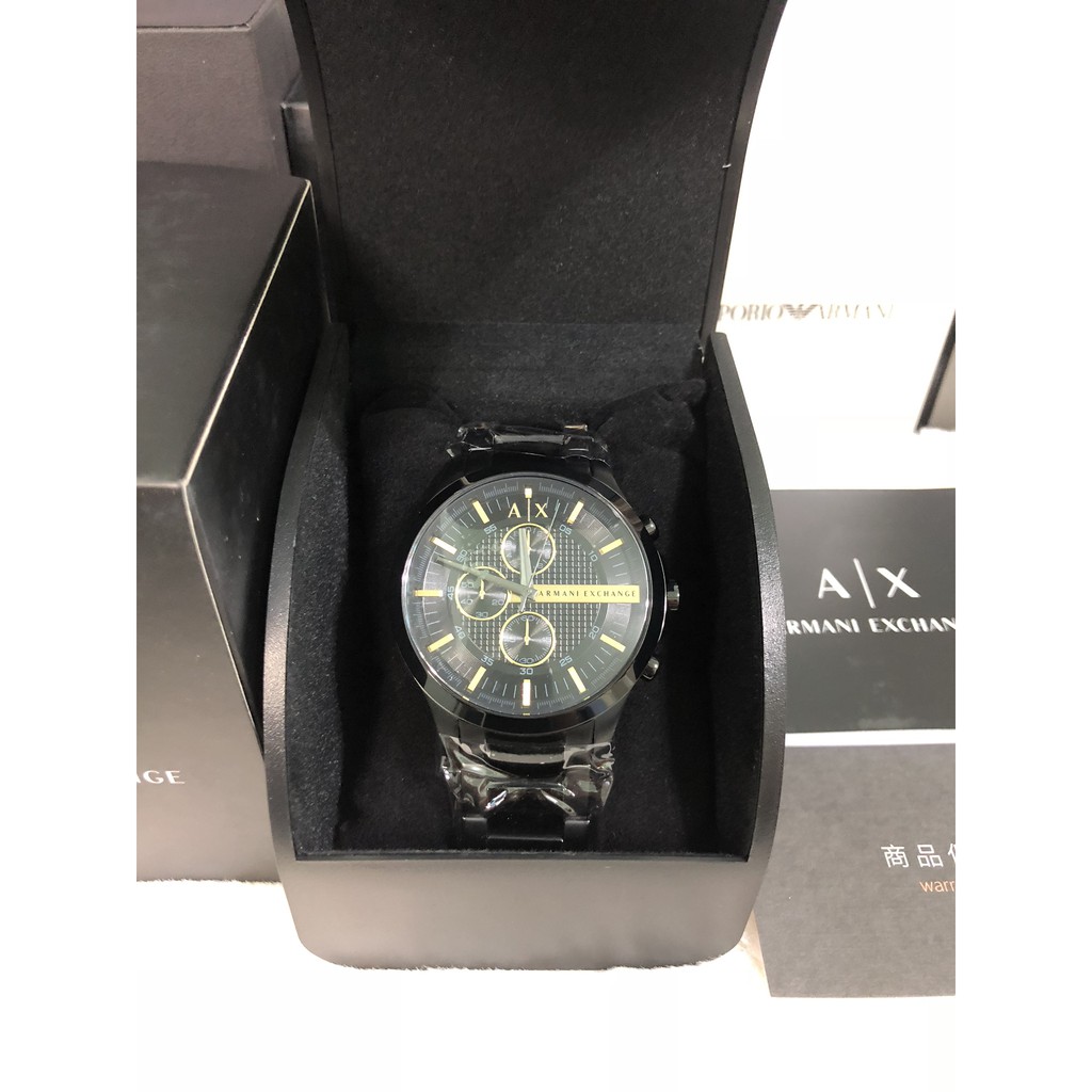 【可面交】Armani Exchange AX2164 黑金 三眼 計時 鋼錶帶 男錶 46mm 基隆大錶哥 亞曼尼